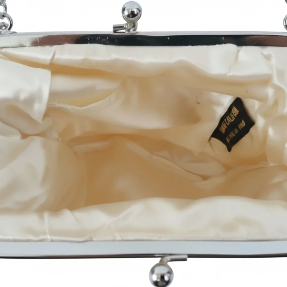 Vintage 80s Remco of California Evening Clutch/Shoulder Ivory Iridescent Beaded